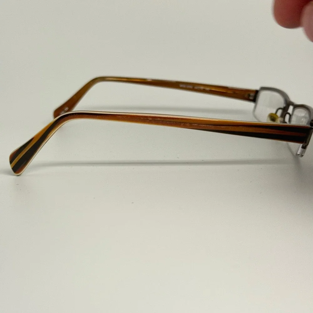 MOD 2200 Rectangular Semi Rimless Eyeglass Frames Bronze Amber 48-19-140